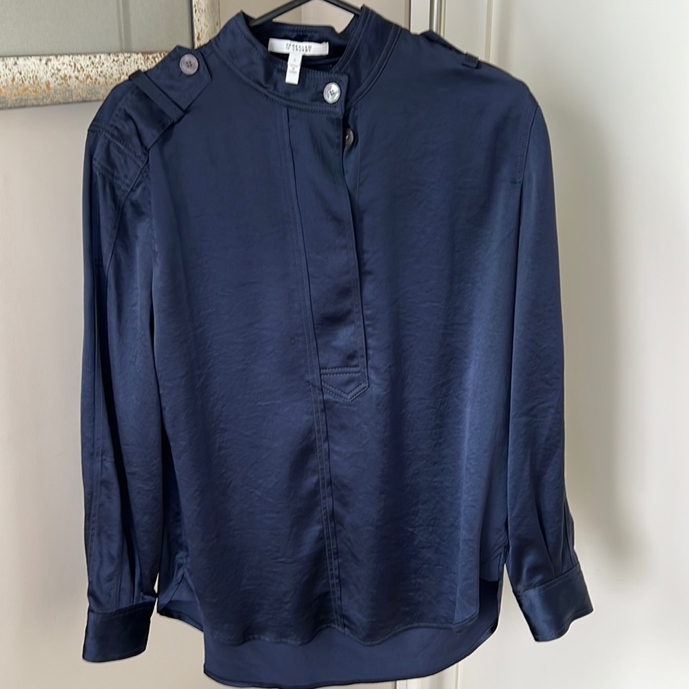 Derek Lam midnight blue tunic style top.